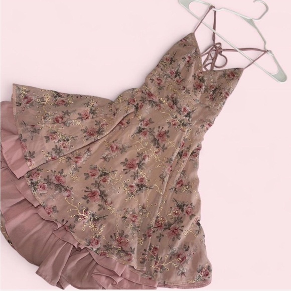 Lucy in the Sky Floral Mauve Kids Dress - Picture 2 of 4